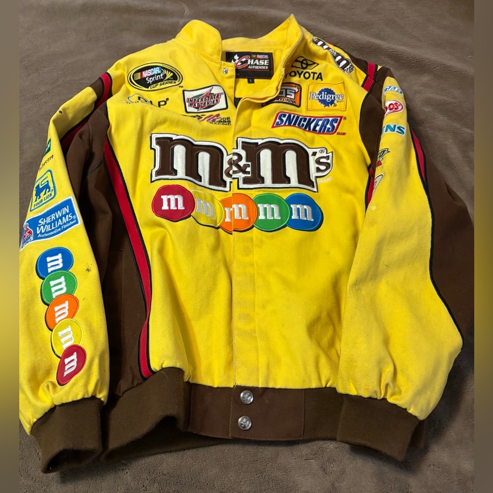 NASCAR Vintage Chase Authentics Yellow M&M Kyle Busch Racing Jacket Men’s L